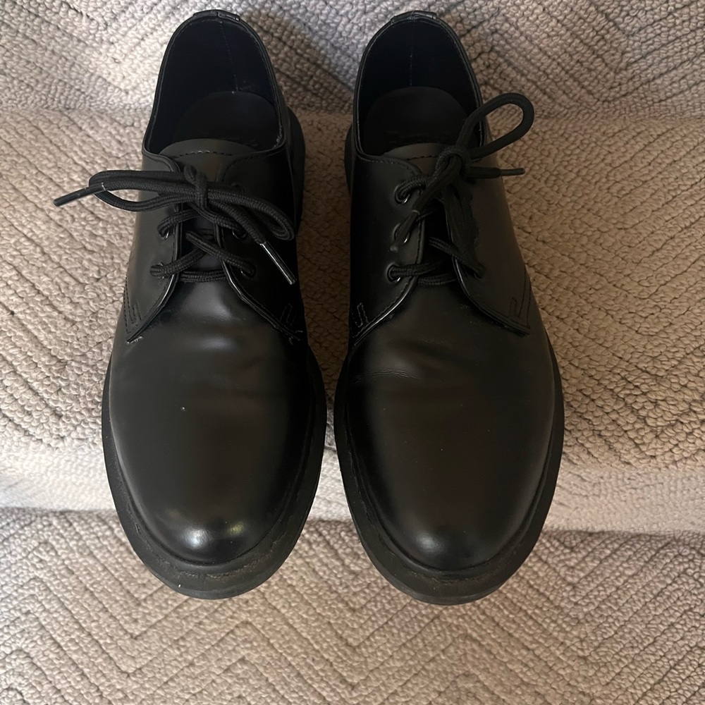 Dr. Martens Black Leather Lace-Up Flats